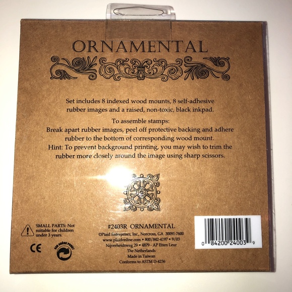 HERO ARTS ORNAMENTAL Flourishes Wood Block Rubber Stamp Set of 8 RARE! #2403R - Picture 5 of 6